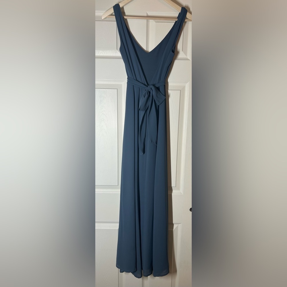 Show Me Your MuMu Slate Blue Jenn Maxi Bridesmaid Dress Sz XS Wedding Occasion - Picture 8 of 13